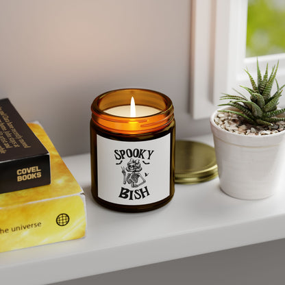 Scented Candle - Spooky Bish Female Skeleton Peace Sign (4oz, 9oz)