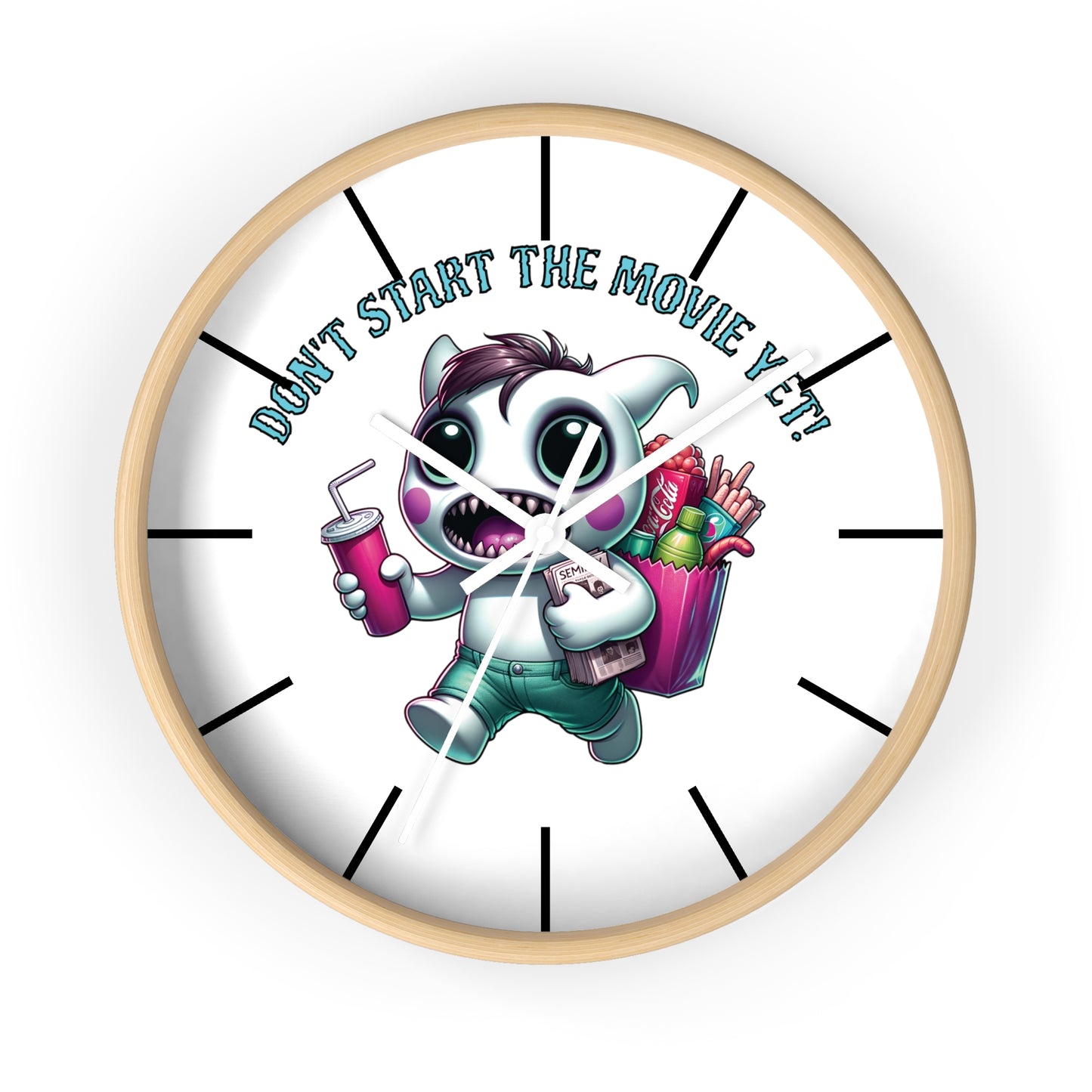 Summerween Don't Start The Movie Cute Monster Wall Clock