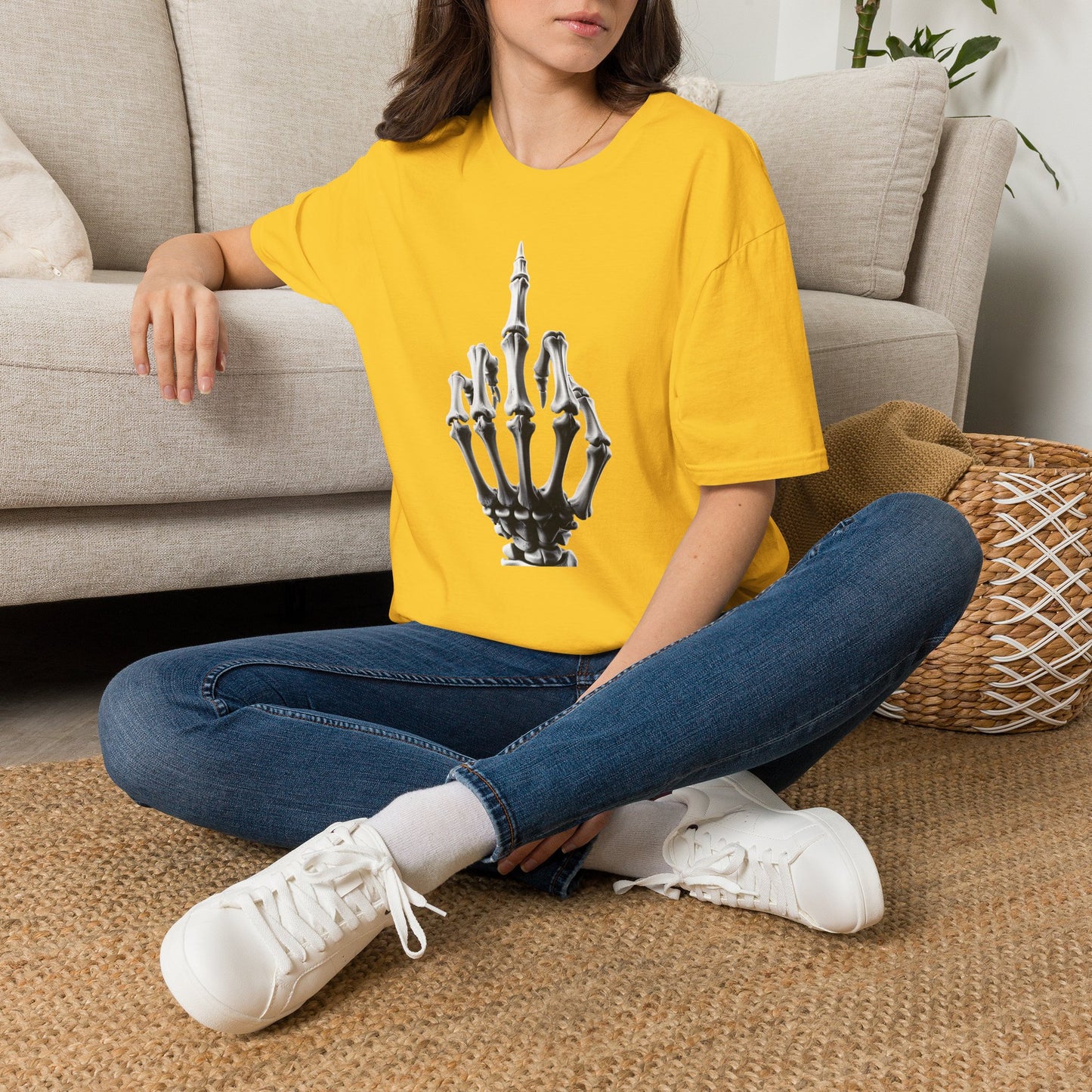 Skeleton Middle Finger T-Shirt — Edgy Gothic Graphic Tee
