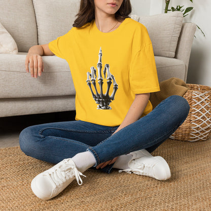 Skeleton Middle Finger T-Shirt — Edgy Gothic Graphic Tee