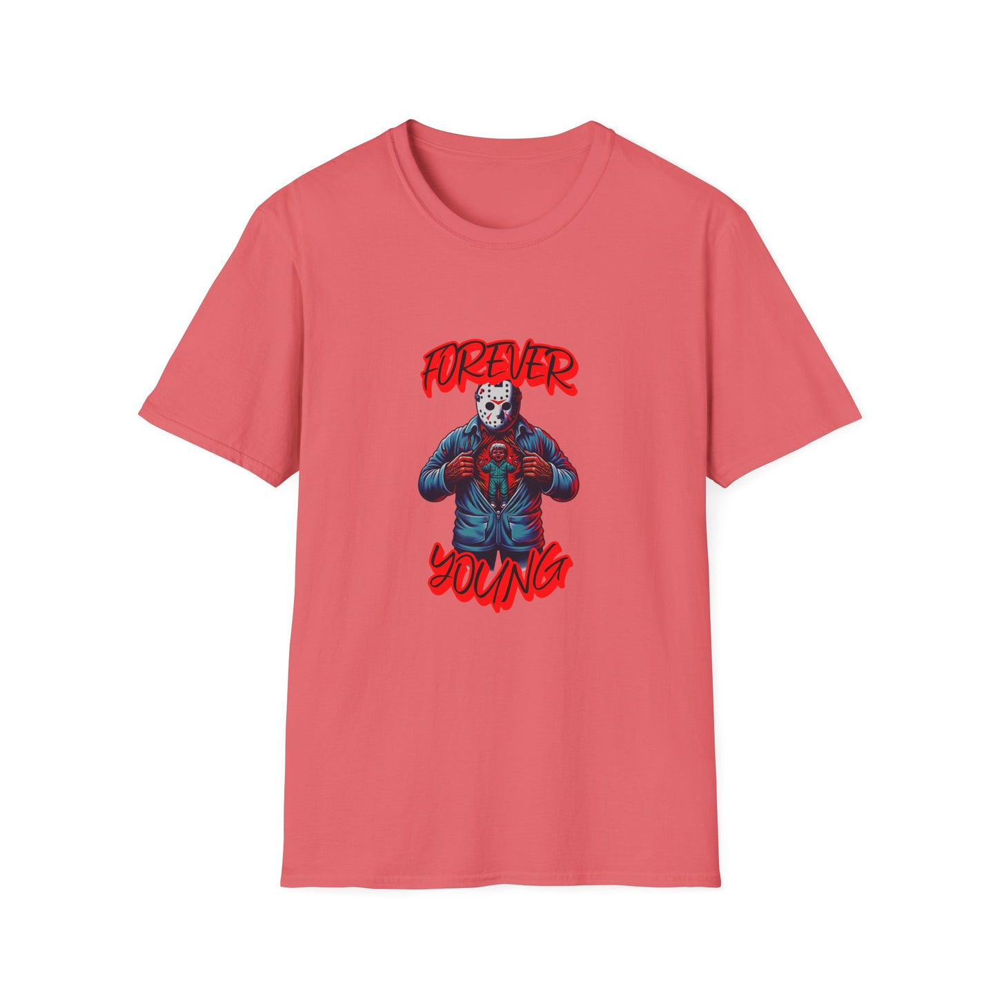 Horrorvational Forever Young Horror Fun Jason With The Mask On Voorhees Unisex Softstyle T-Shirt Friday Shirt