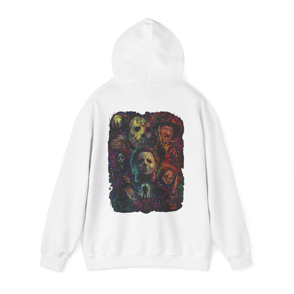 Horror Icons Hoodie — Vintage Slasher Collage Sweatshirt