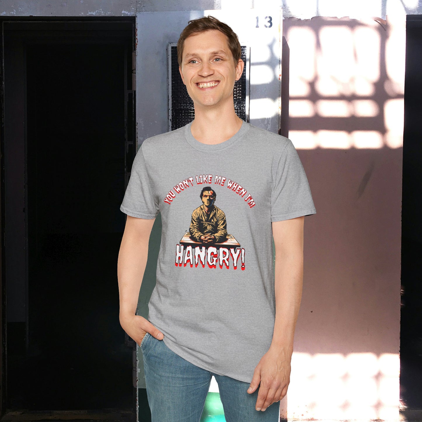 You Won't Like When I'm Hangry Unisex Softstyle T-Shirt Cannibal Mental Patient Horror Fun Food