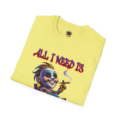 All I need Is Horror & Weed Movie Guy Unisex Soft Style T-Shirt