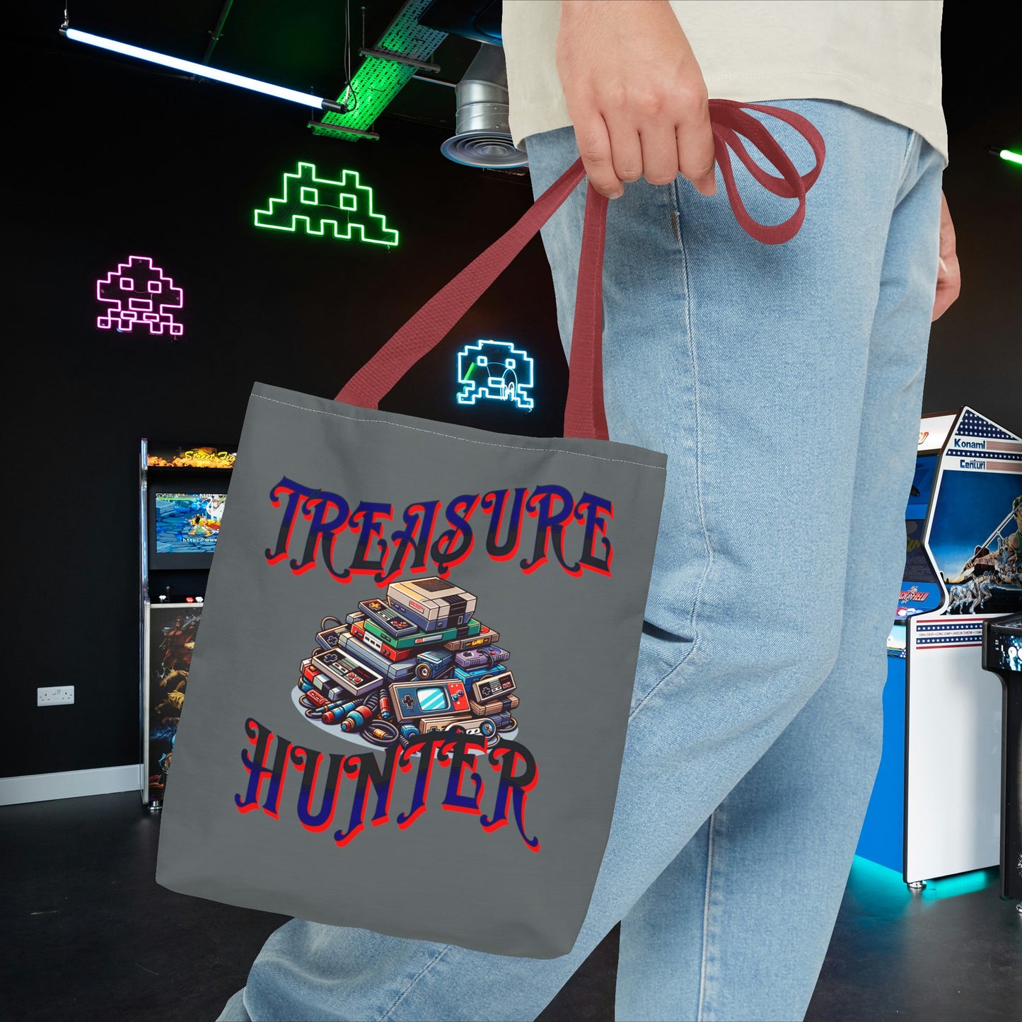 Treasure Hunter Retro Video Gamer Tote Bag (AOP) Collectors Vintage Games and Gaming