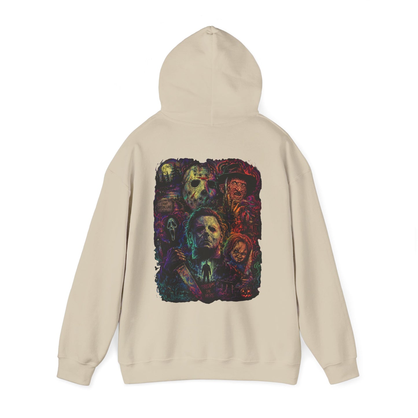 Horror Icons Hoodie — Vintage Slasher Collage Sweatshirt