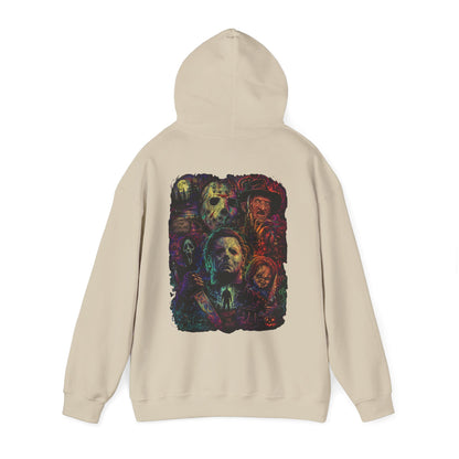 Horror Icons Hoodie — Vintage Slasher Collage Sweatshirt