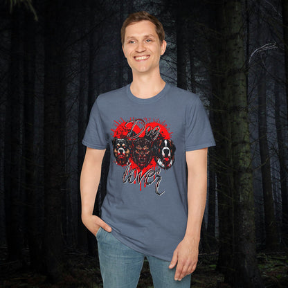 Dog Lover Hounds Of Hell Bloody heart Horror Fun Unisex Softstyle T-Shirt Animal Dark Humor Shirt