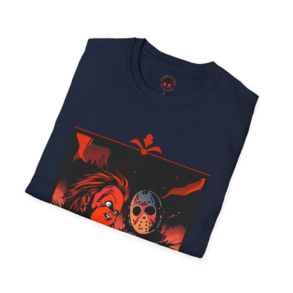 Friends 'Til the End Horror Movie T-Shirt Jason And Chucky Design
