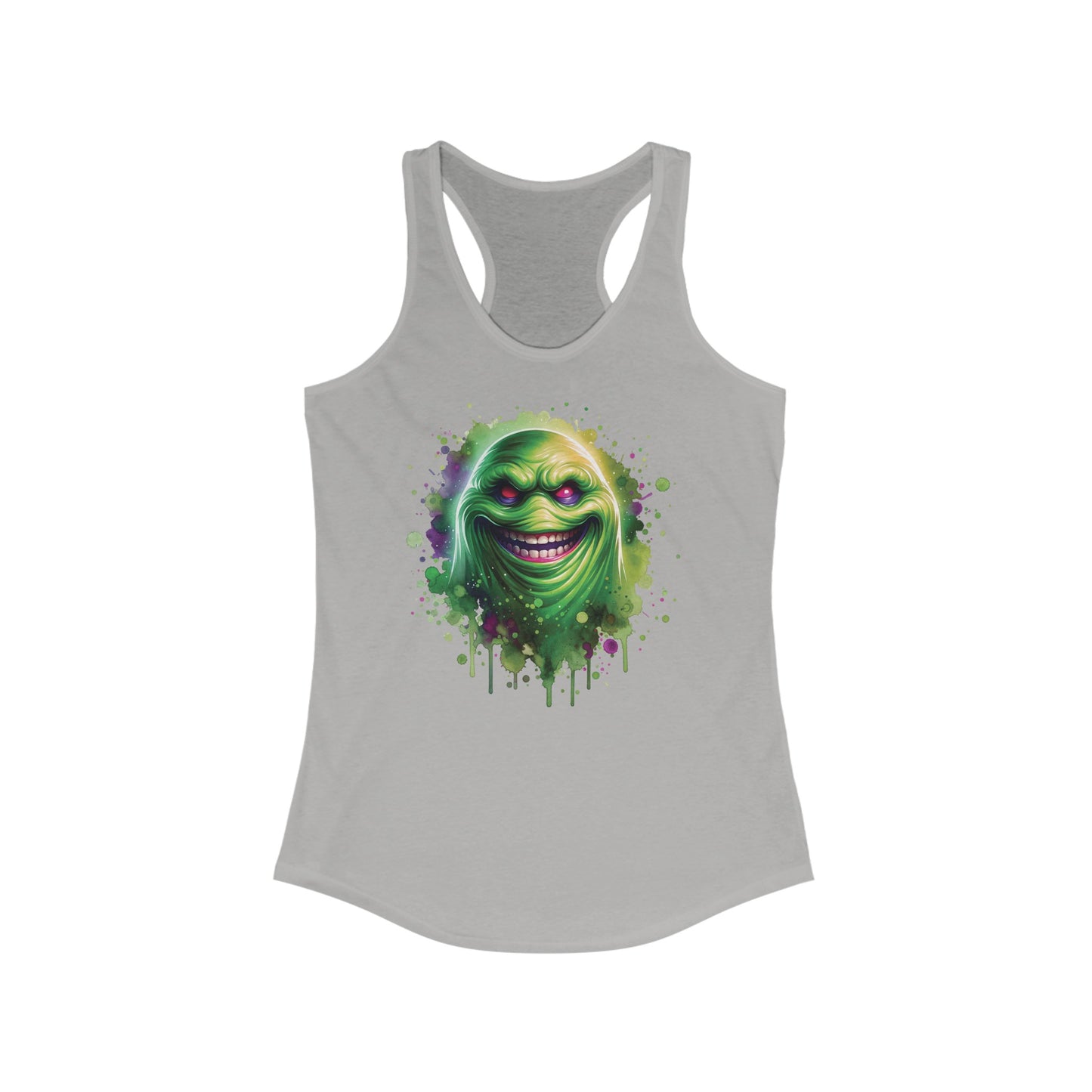 Slimey Ghost Smiling Horror Fun Womens Ideal Racerback Tank Top