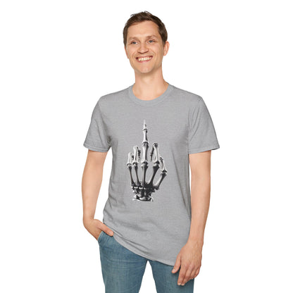 Skeleton Middle Finger T-Shirt — Edgy Gothic Graphic Tee