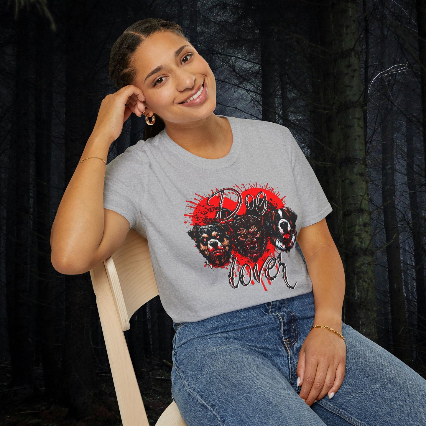 Dog Lover Hounds Of Hell Bloody heart Horror Fun Unisex Softstyle T-Shirt Animal Dark Humor Shirt
