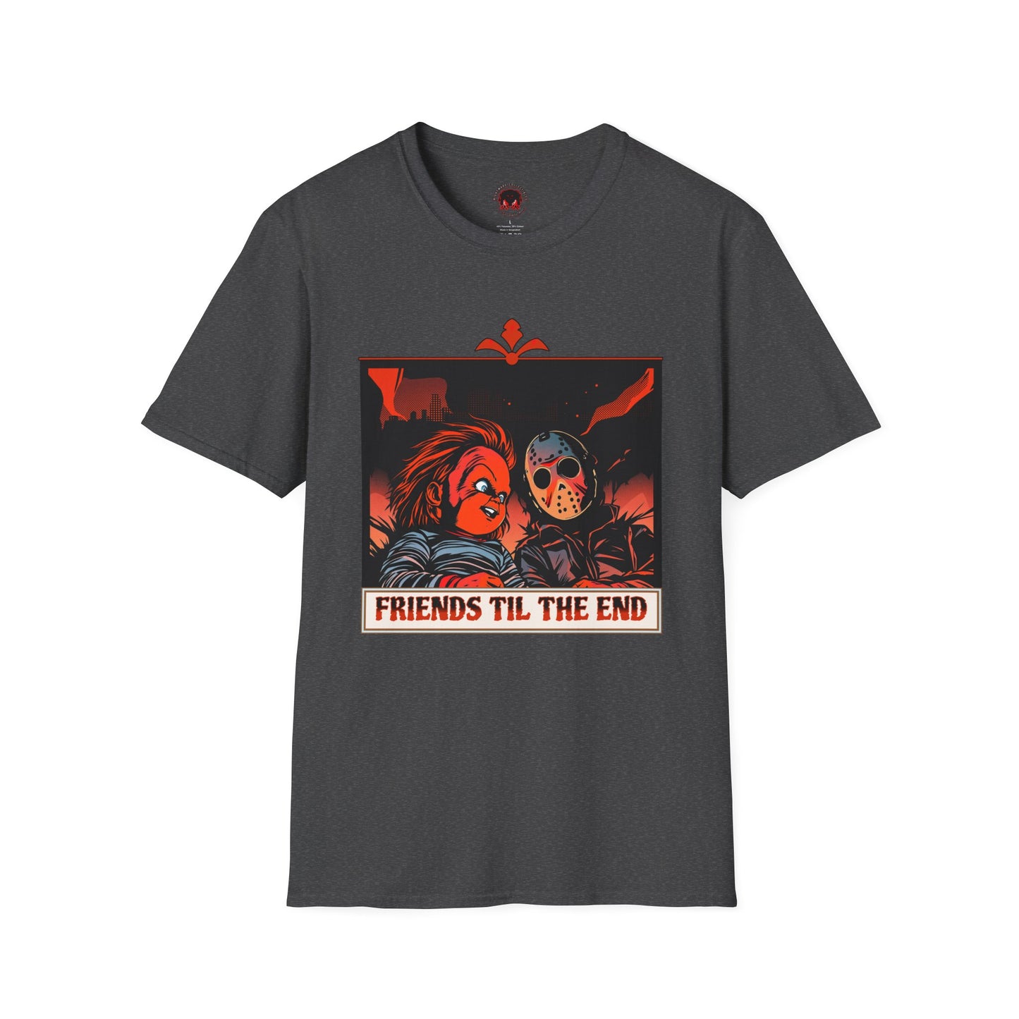 Friends 'Til the End Horror Movie T-Shirt Jason And Chucky Design