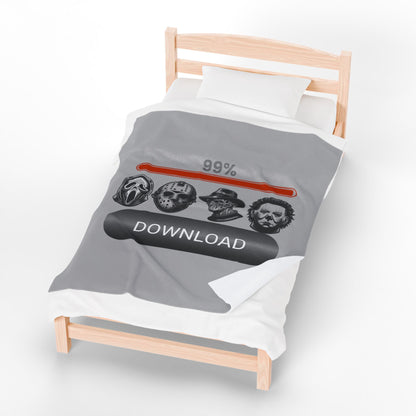 Horror Icons '99% Download' Velveteen Plush Blanket — Cozy Spooky Season Throw