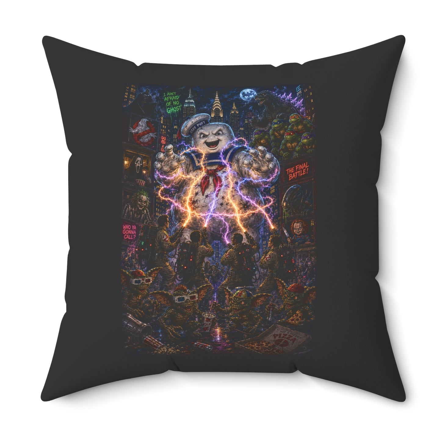 80's Horror Retro Halloween Throw Pillow Decorative Cushion