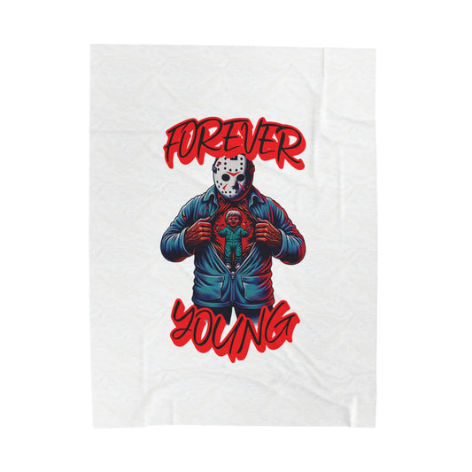 Forever Young Jason Opening Up To Younger Self Voorhees Friday Horror Fun Velveteen Plush Blanket