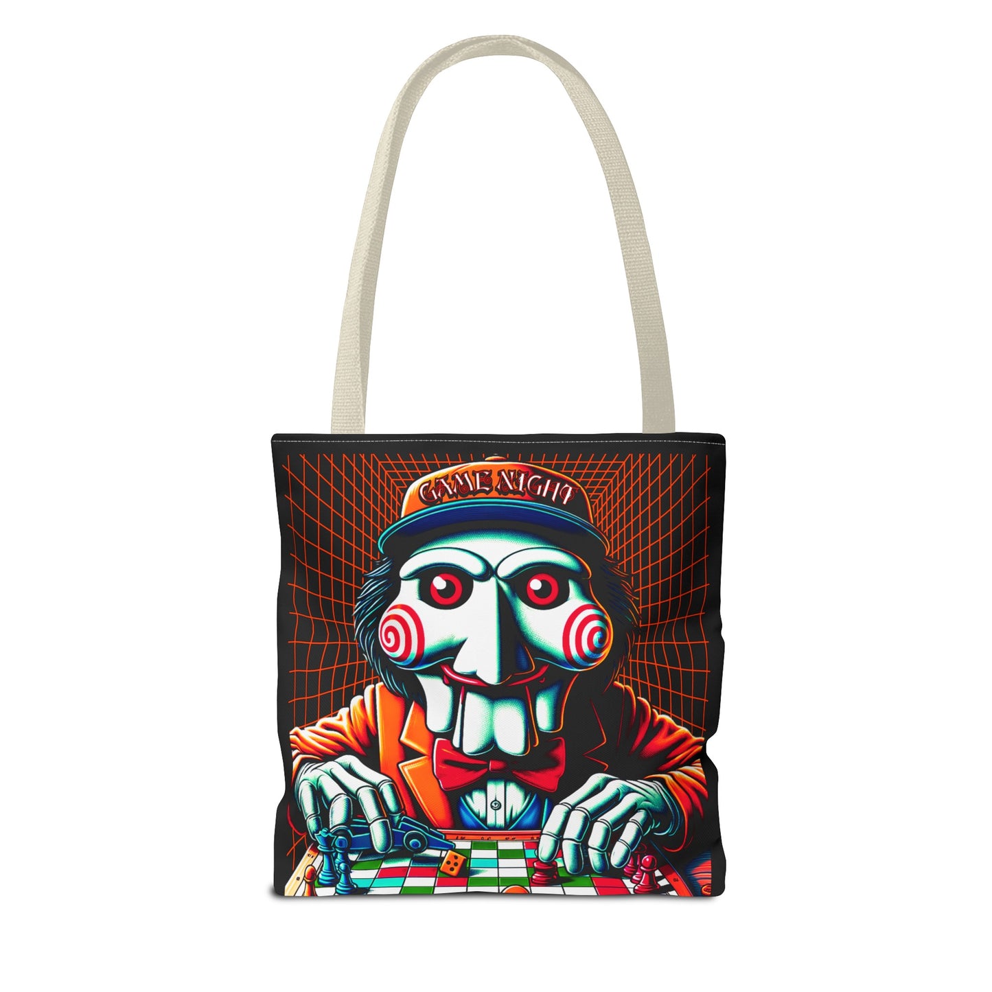 Game Night Billy Wearing A Hat The Puppet Playing Lunch Beach Gamer Carry Tote Bag (AOP) Horror Fun