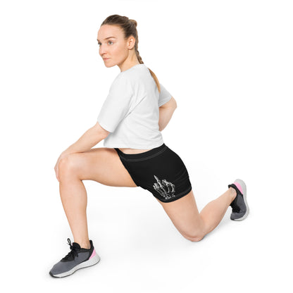 Skeleton Middle Finger Women's Athletic Shorts — Edgy Black Gothic
