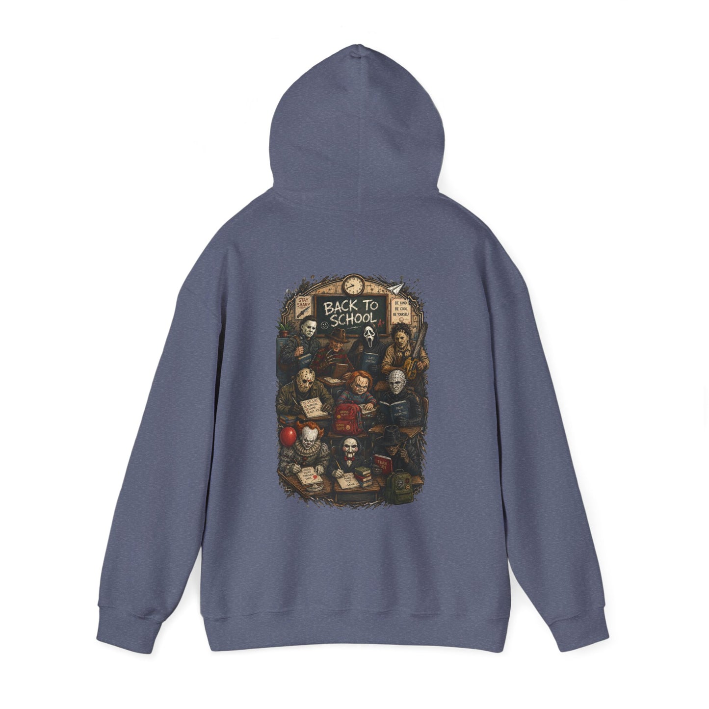 Horror Icons "Back to School" Hoodie — Vintage Movie Villains Graphic Sweatshirt