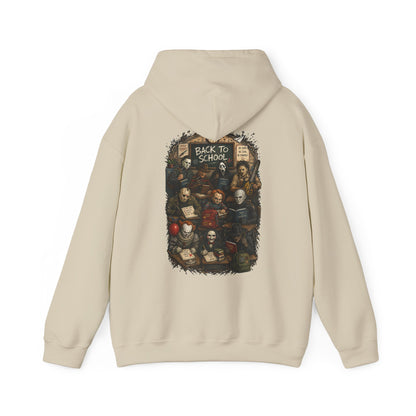Horror Icons "Back to School" Hoodie — Vintage Movie Villains Graphic Sweatshirt