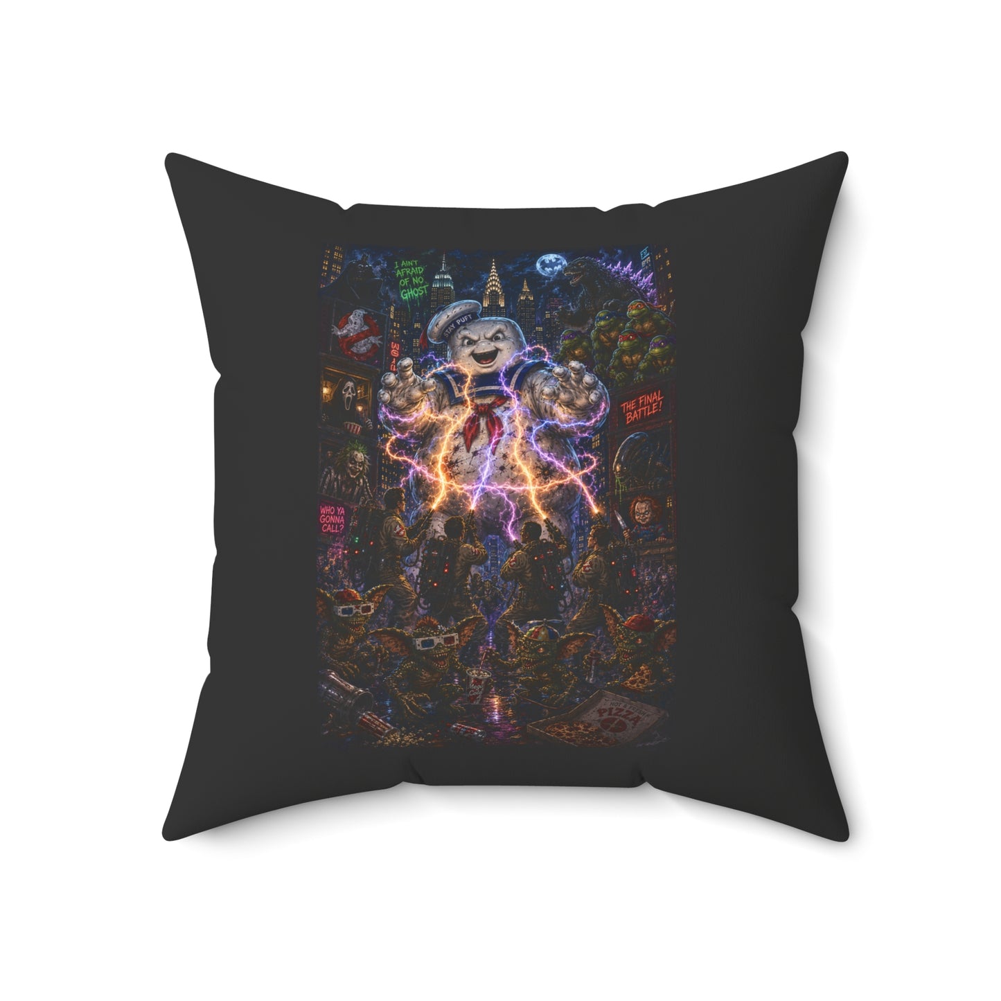 80's Horror Retro Halloween Throw Pillow Decorative Cushion