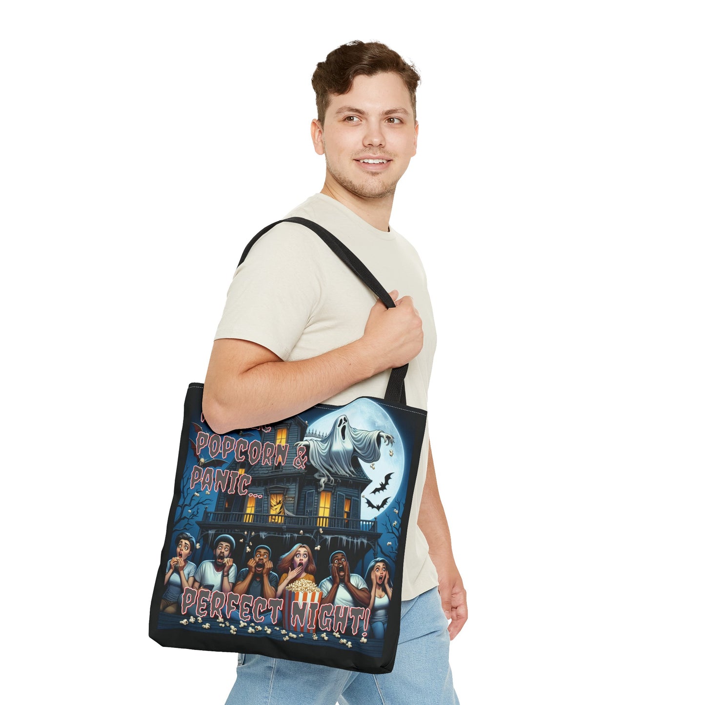 People Popcorn & Panic Perfect Night Shoulder Tote Bag (AOP)