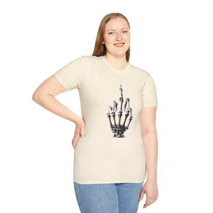 Skeleton Middle Finger T-Shirt — Edgy Gothic Graphic Tee