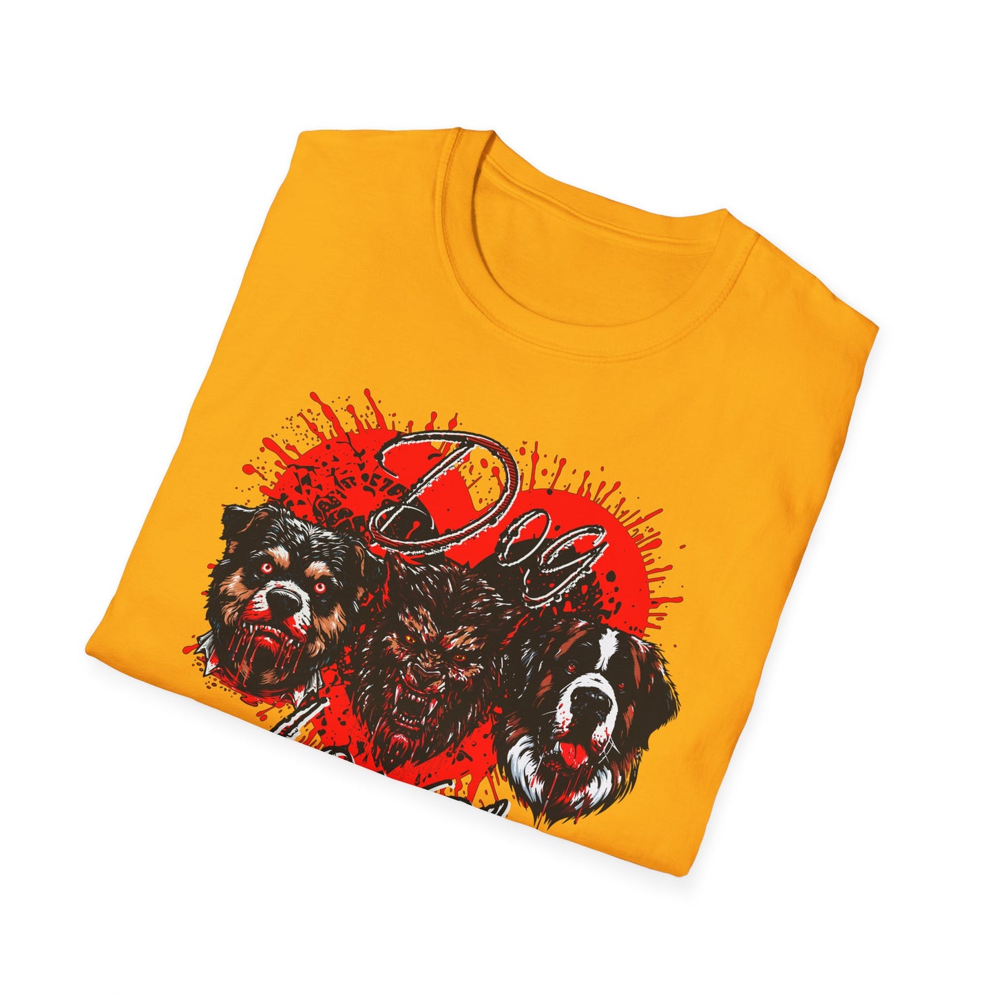 Dog Lover Hounds Of Hell Bloody heart Horror Fun Unisex Softstyle T-Shirt Animal Dark Humor Shirt