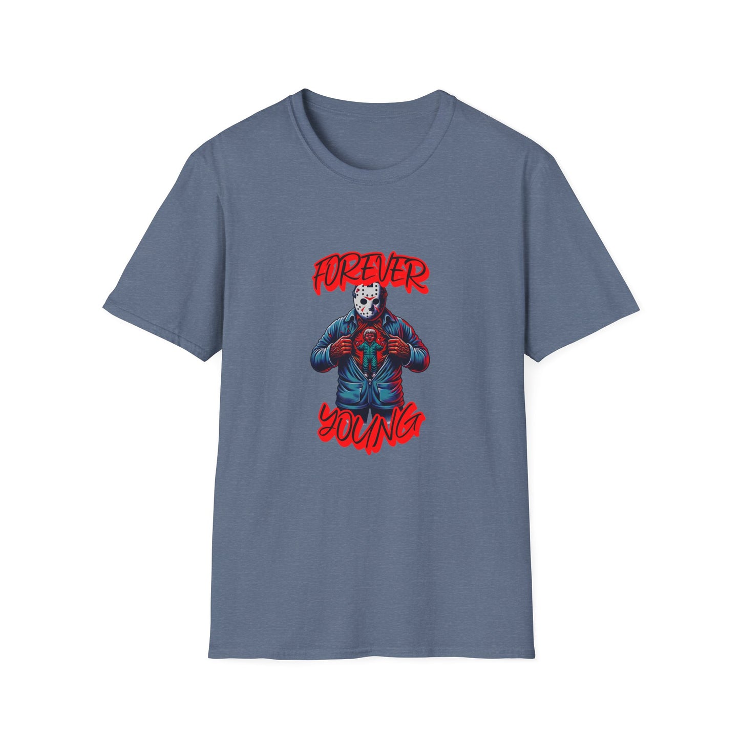 Horrorvational Forever Young Horror Fun Jason With The Mask On Voorhees Unisex Softstyle T-Shirt Friday Shirt