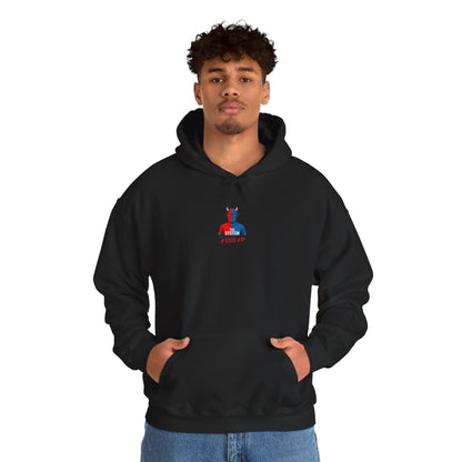 Hooded Sweatshirt - The System - Real People Arent Fooled Red Blue Design