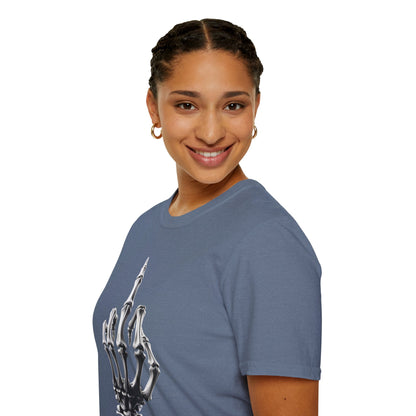 Skeleton Middle Finger T-Shirt — Edgy Gothic Graphic Tee