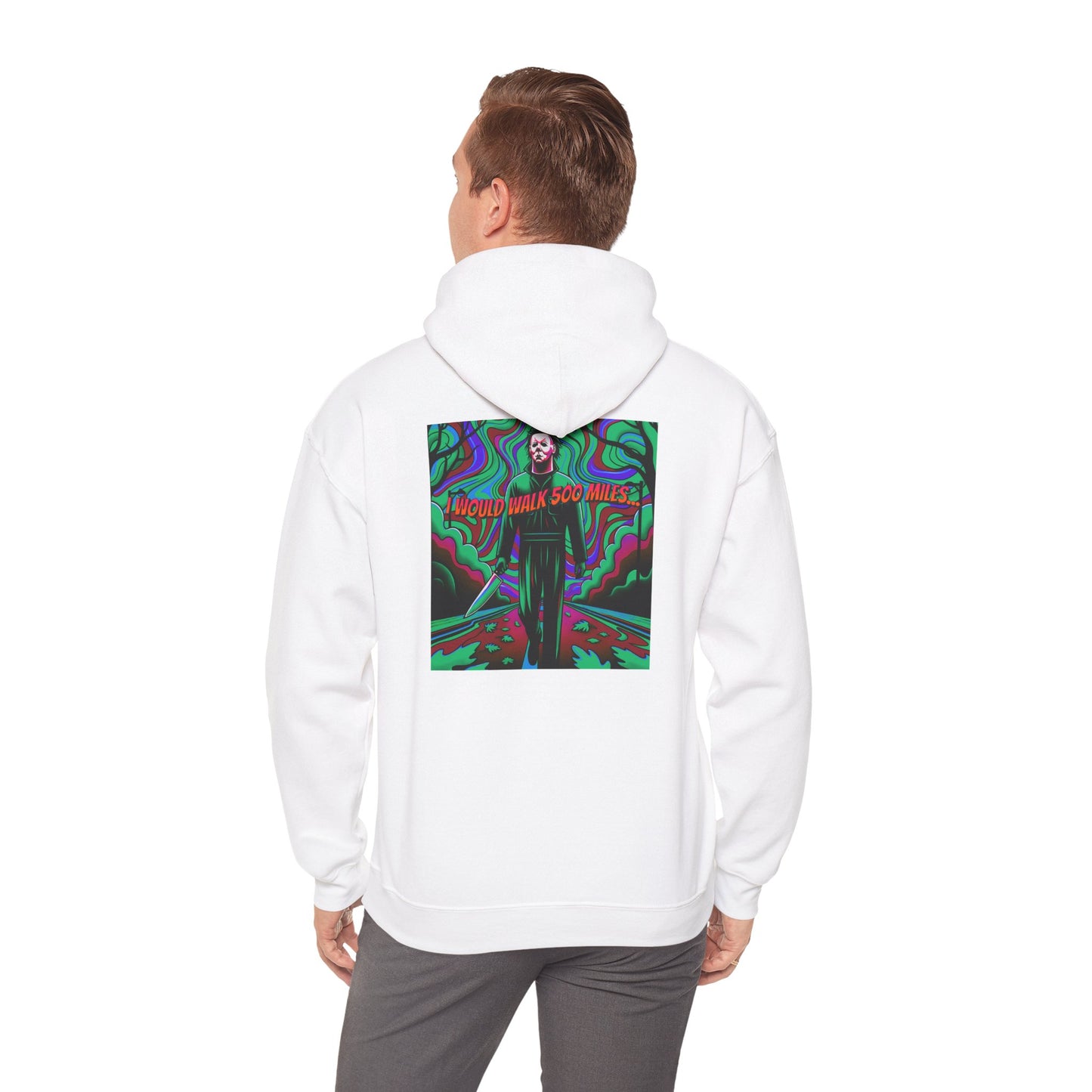 Psychedelic Road Trip Michael Hoodie – "Would Walk 500 Miles" Graphic Pullover