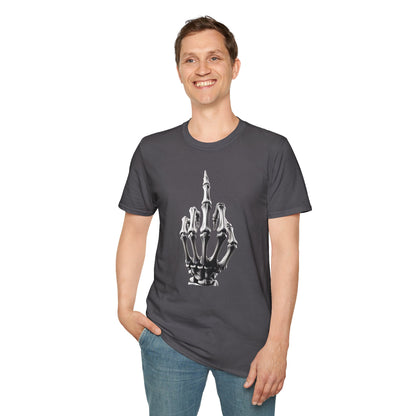 Skeleton Middle Finger T-Shirt — Edgy Gothic Graphic Tee