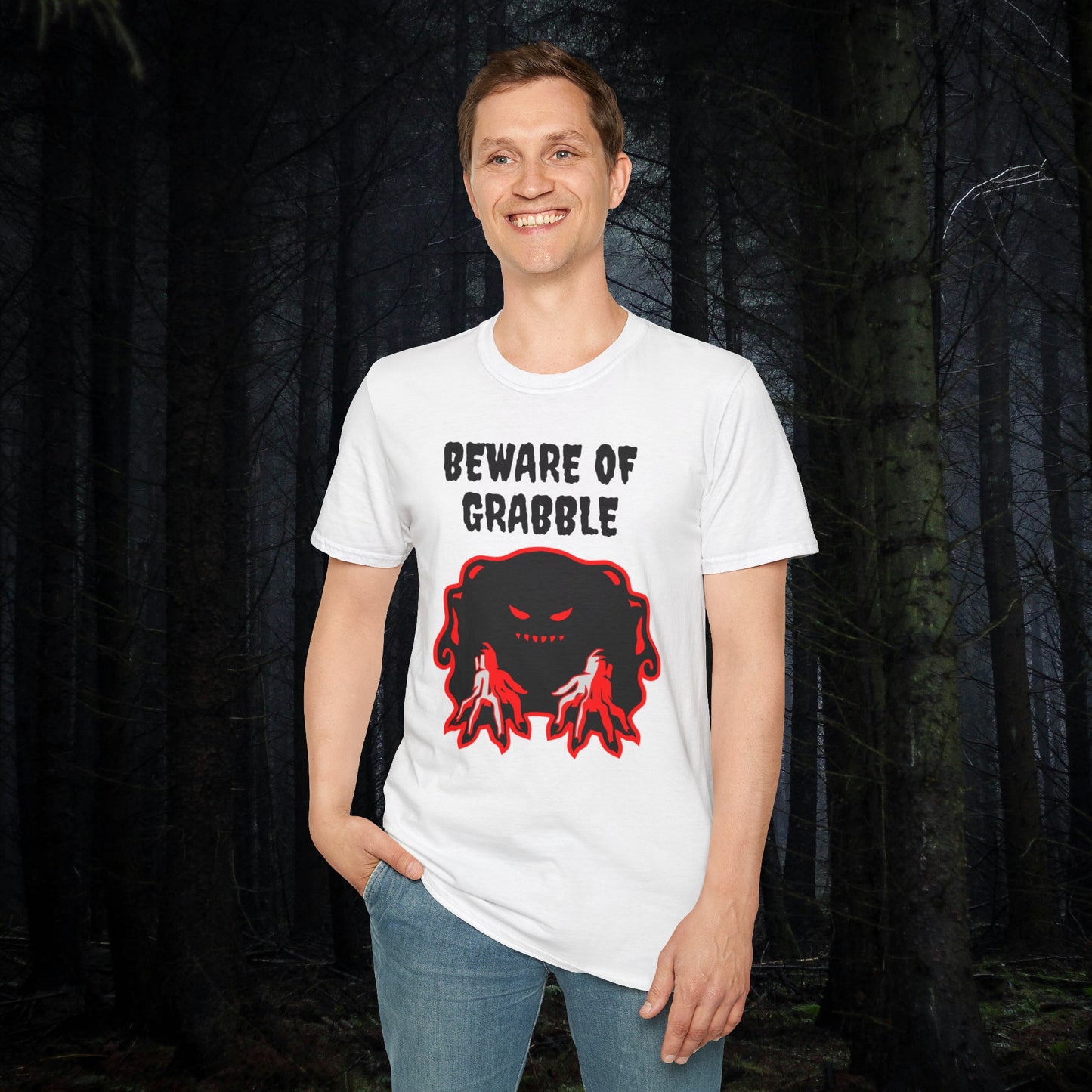 Nightmare Collectibles Beware Of Grabble Unisex Softstyle T-Shirt Horror Fun Shirt