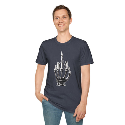 Skeleton Middle Finger T-Shirt — Edgy Gothic Graphic Tee