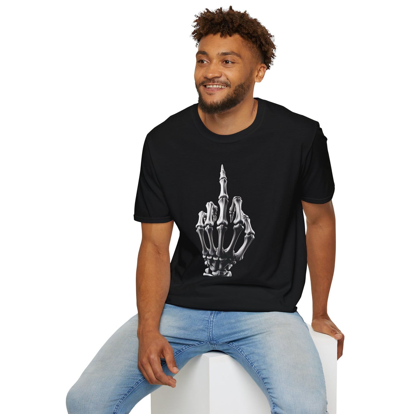 Skeleton Middle Finger T-Shirt — Edgy Gothic Graphic Tee