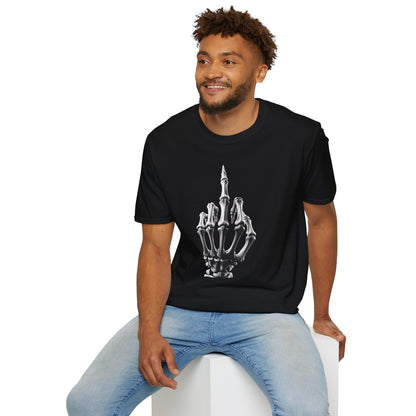Skeleton Middle Finger T-Shirt — Edgy Gothic Graphic Tee