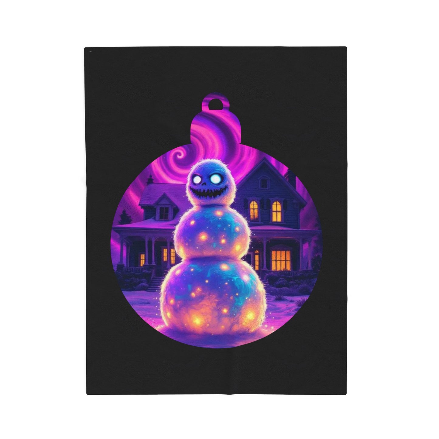 Cosmic Snowman Velveteen Plush Blanket — Glowing Ornament Holiday Throw
