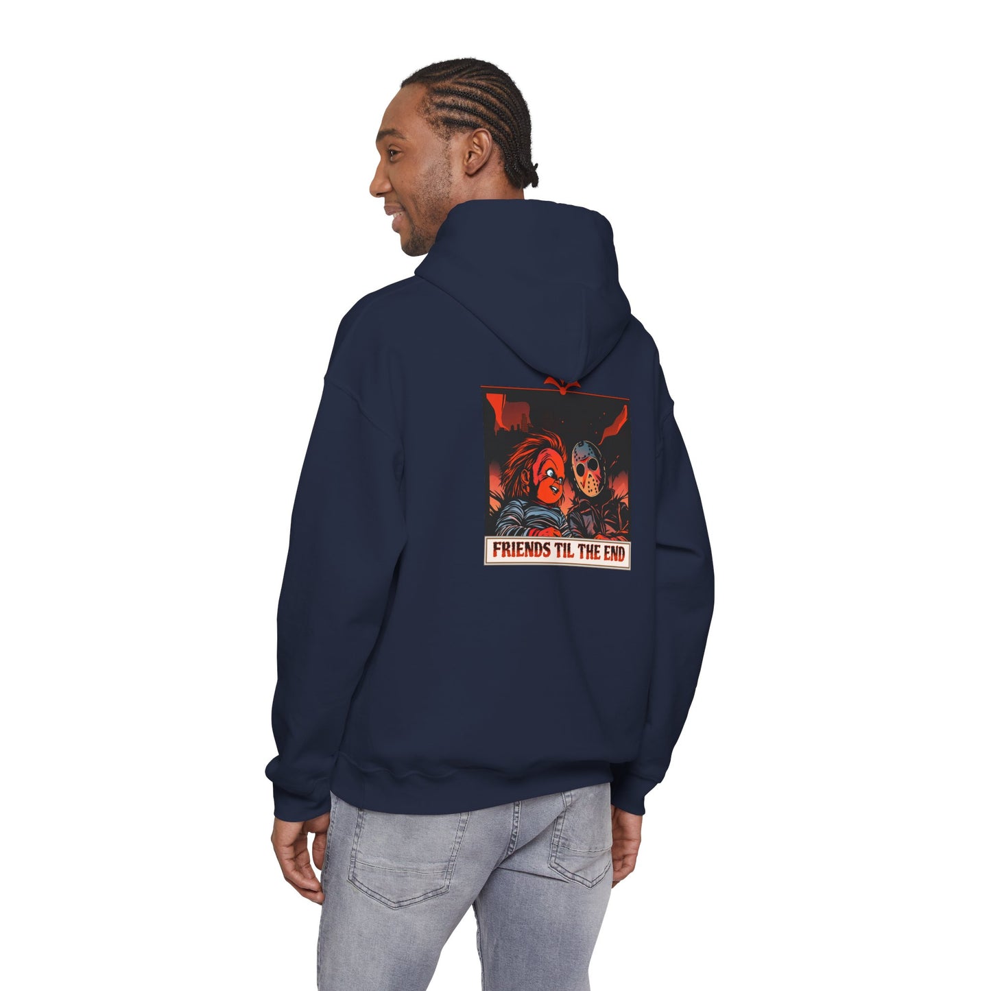 Hoodie - Friends Til The End Horror Movie Icon Friends Graphic Hoodie
