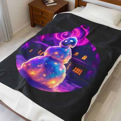 Cosmic Snowman Velveteen Plush Blanket — Glowing Ornament Holiday Throw
