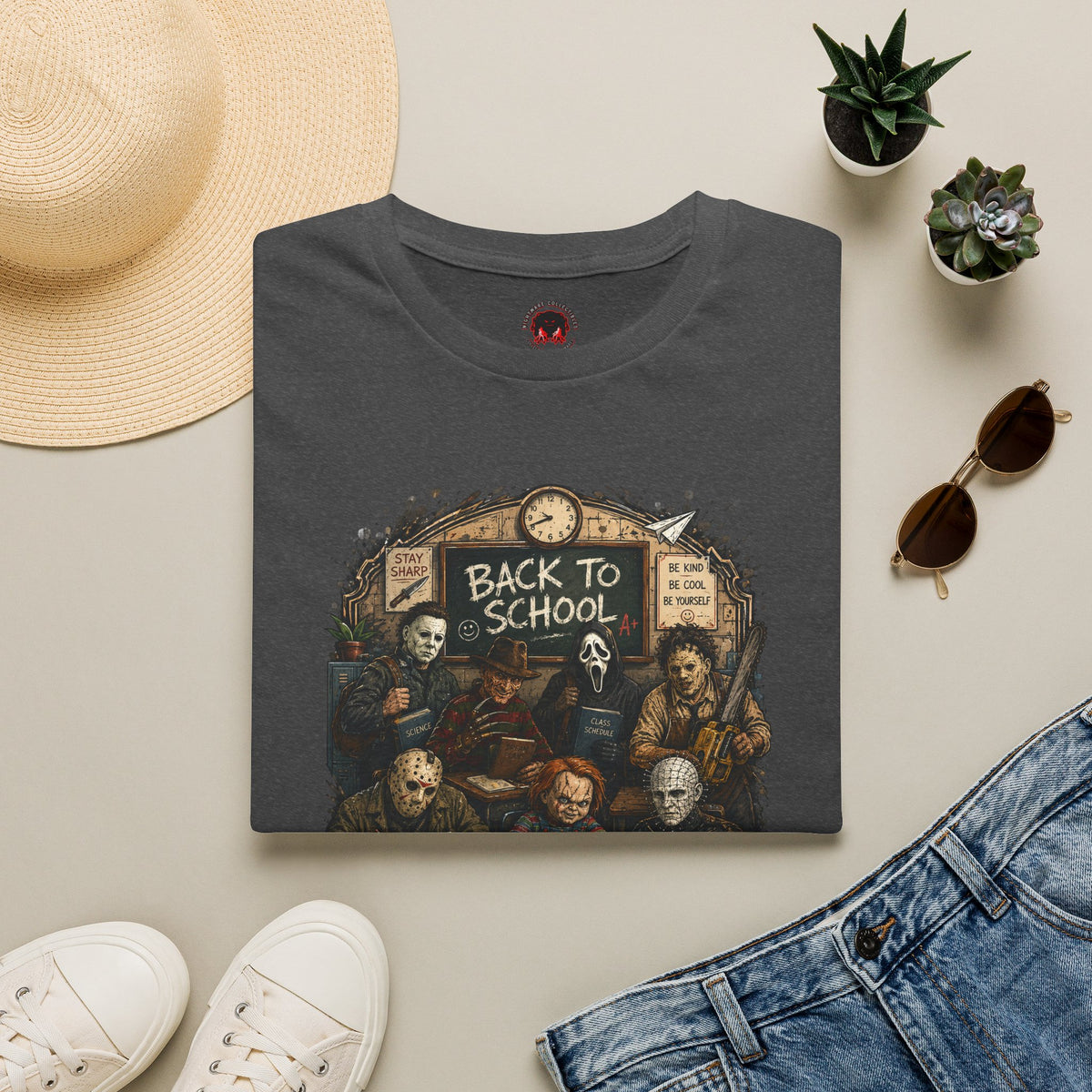 "Back to School" Horror Movie Character Class Portrait - T Shirt