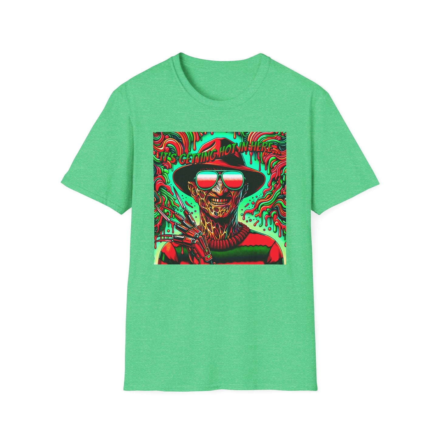 Horradelic Horror Freddy With Sunglasses Krueger It's Getting Hot In Here Unisex Softstyle T-Shirt Nightmare Fun Shirt Elm St