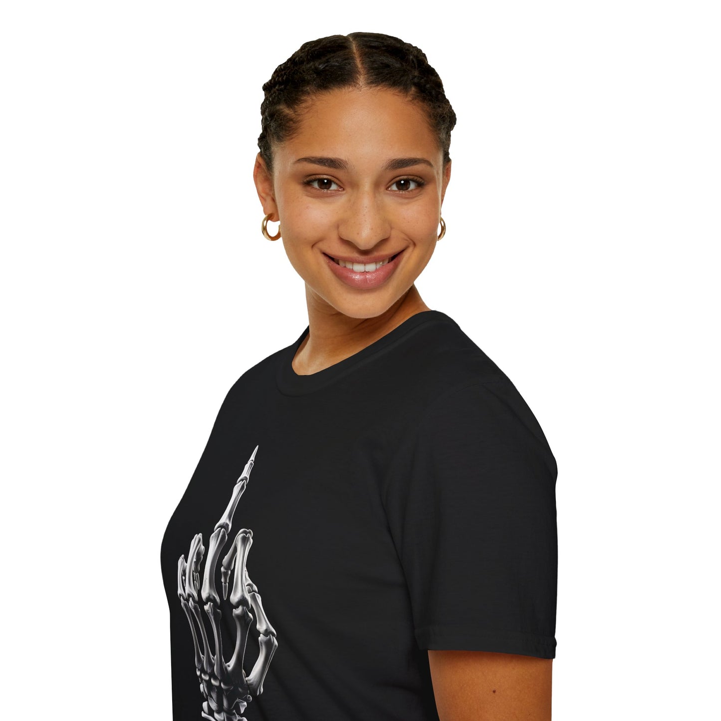 Skeleton Middle Finger T-Shirt — Edgy Gothic Graphic Tee
