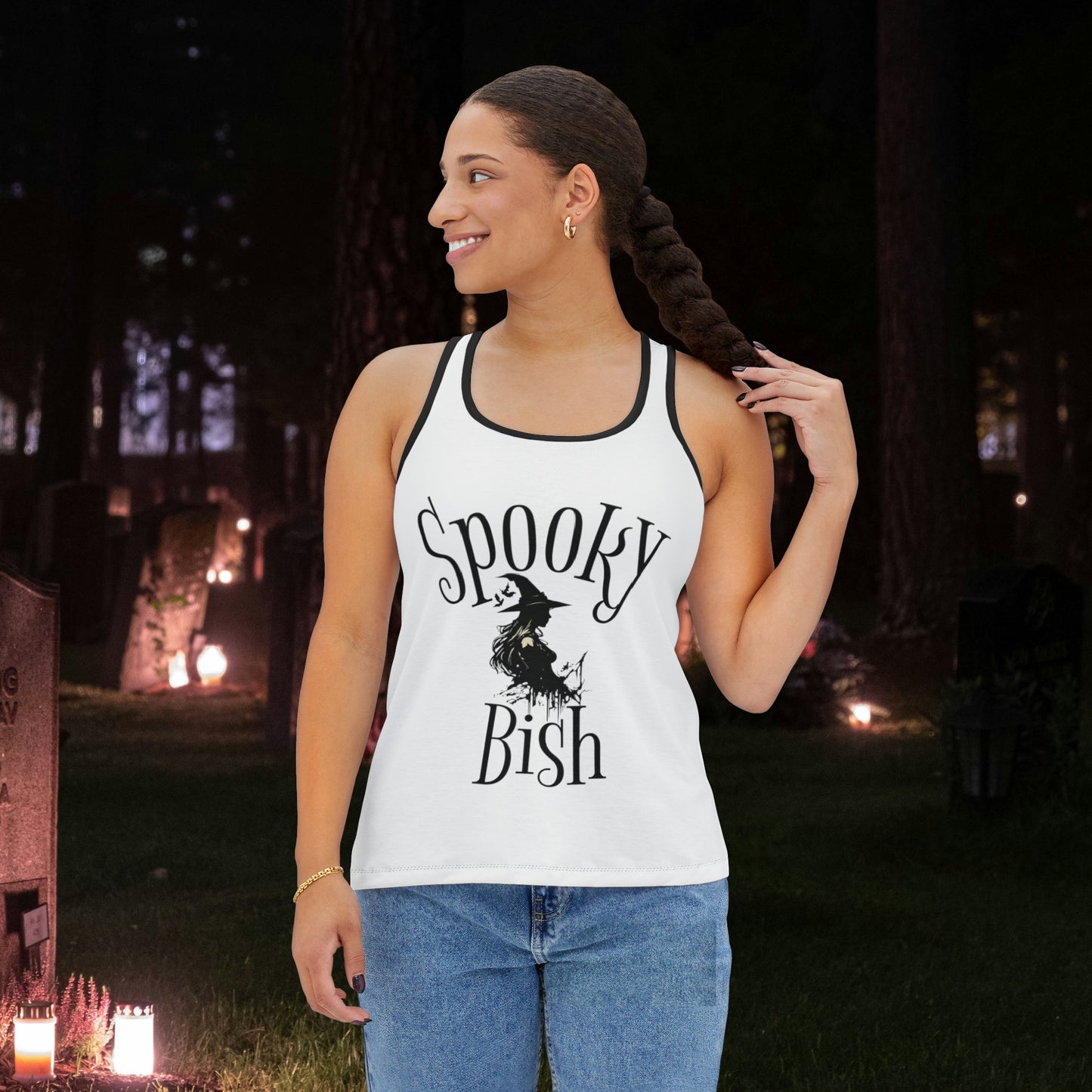 Spooky Bish Witch Women's Tank Top (AOP)