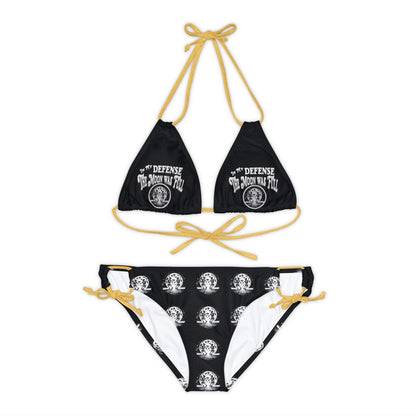 Summerween It's Not My Fault, The Moon Was Full Dancing Skeleton Strappy Bikini Set Swimsuit(AOP)