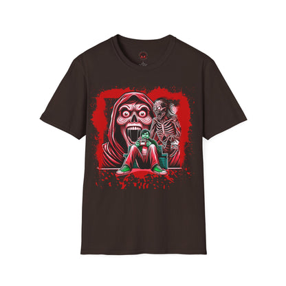 Horror Addict Creepy Skull Bloody Unisex Soft style T-Shirt Mens Womens