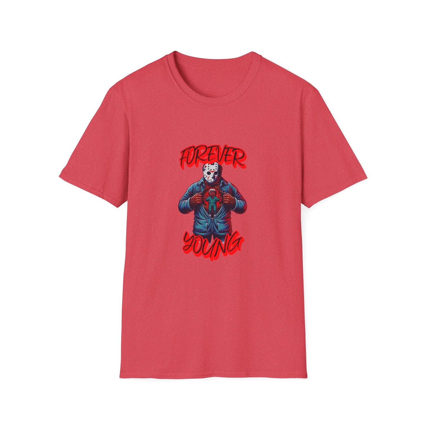 Horrorvational Forever Young Horror Fun Jason With The Mask On Voorhees Unisex Softstyle T-Shirt Friday Shirt