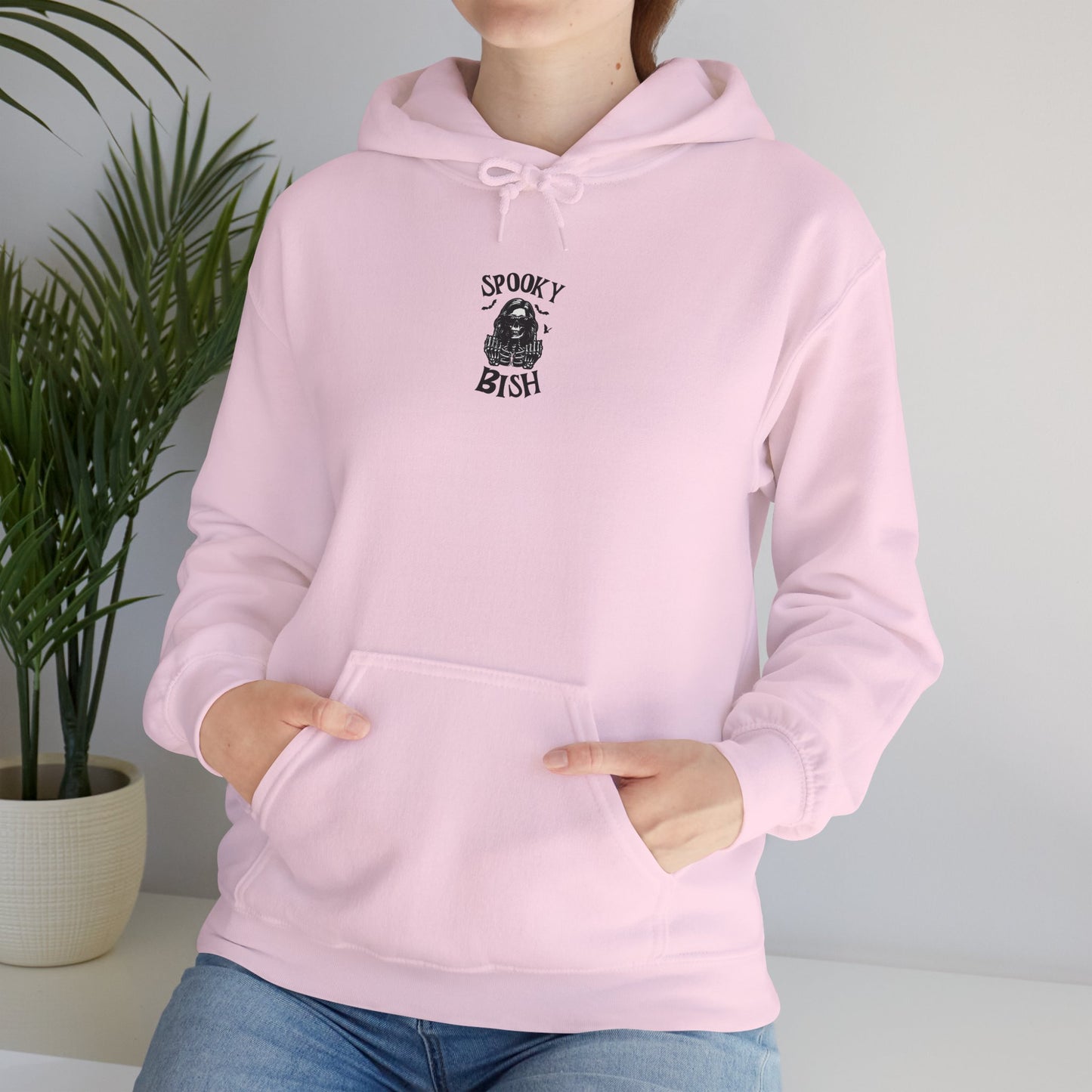 Spooky Bish Hoodie — Skeleton Finger and Sunglasses Design