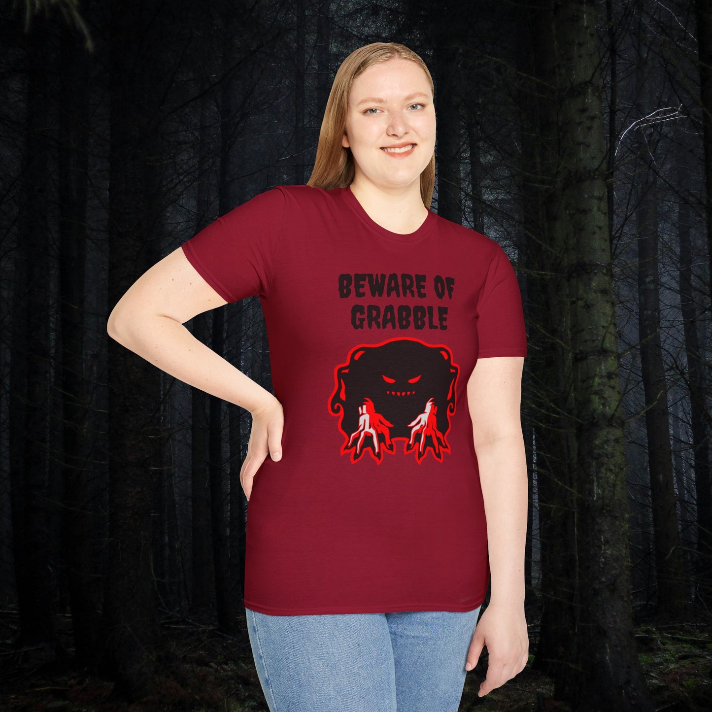 Nightmare Collectibles Beware Of Grabble Unisex Softstyle T-Shirt Horror Fun Shirt