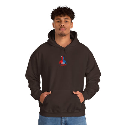 Hooded Sweatshirt - The System - Real People Arent Fooled Red Blue Design